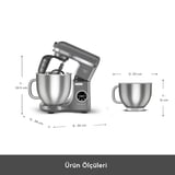 Karaca Mastermaid Chef Ultra D2000W Dijital Ekranlı Hamur Yoğurma Makinesi Galaxy Grey 7L