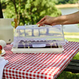 Karaca Container Rocca Baton Pasta Taşıma Fanusu Krem