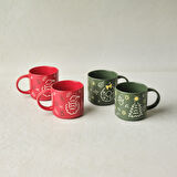 Karaca New Year Yılbaşı Angel 4 Kişilik Standlı Kupa Seti 540 ml 