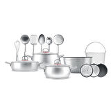 Karaca Karıştır-Pişir-Sakla 18 Parça Servis Gereçli Çelik Tencere Seti