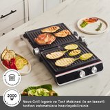 Emsan Nova Grill Led Işıklı 6 Dilim Kapasiteli Inox Gövdeli Zaman Ayarlı Izgara ve Tost Makinesi 2000W