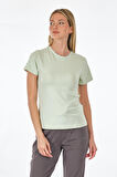 Lumberjack Bisiklet Yaka Basic Pastel Yeşil Kadın T-Shirt 2SWCT1313F