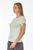 Lumberjack Bisiklet Yaka Basic Pastel Yeşil Kadın T-Shirt 2SWCT1313F