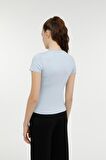 W-CT131 BASIC MODAL C NEC Açık Mavi Kadın Kısa Kol T-Shirt