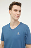 M-CT111 BSC V NK T-SH 3FX HAVACI MAVI Erkek Kısa Kol T-Shirt
