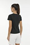 Lumberjack V Yaka Regular Fit Siyah Kadın T-Shirt 2SCT1323FX