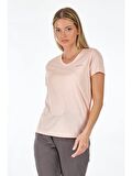 Lumberjack V Yaka Regular Fit Pastel-Pembe Kadın T-Shirt 2SCT1323FX