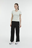 W-CT132 BASIC MODAL V NEC PASTEL YESIL Kadın Kısa Kol T-Shirt