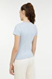 W-CT132 BASIC MODAL V NEC Mavi Kadın Kısa Kol T-Shirt
