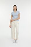 W-CT132 BASIC MODAL V NEC Açık Mavi Kadın Kısa Kol T-Shirt