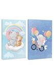 Sevimli Filler 2Li 64 Sayfa Çizgili Defter Seti