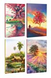 4lü Manzara Temalı 13,5x19,5cm 64 Sayfa Çizgili
defter Seti -6
