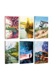 6lı Manzara Temalı 13,5x19,5cm 64 Sayfa Çizgili
defter Seti -8