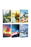6lı Manzara Temalı 13,5x19,5cm 64 Sayfa Çizgili
defter Seti -10