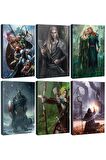 Altılı Fantastik Defter Seti - Elven Warrior - Elven Love - Viking - Elven Archer - Mage - Alliance