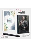 Cennet 2024 Motivasyon Ajandası - Elven Warrior Defter ve Metal Roller Kalem