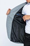 Erkek Slim Fit Düz Renk Astarlı Kışlık Yünlü Klasik Kaşe Kaban