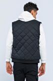 Erkek Regular Fit Bomber Yaka Fermuarlı İçi Polarlı Kapitone Şişme Spor Yelek
