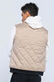 Erkek Regular Fit Bomber Yaka Fermuarlı İçi Polarlı Kapitone Şişme Spor Yelek