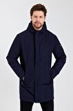 Erkek Regular Fit Kapüşonlu Fermuarlı Çok Cepli Kışlık Klasik Mont