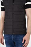 Erkek Regular Fit Bomber Yaka Cepli Kapitone Scuba Kumaş Fermuar Detaylı İnce Yelek