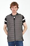 Erkek Regular Fit Bomber Yaka Cepli Kapitone Scuba Kumaş Fermuar Detaylı İnce Yelek