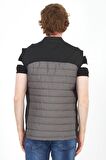 Erkek Regular Fit Bomber Yaka Cepli Kapitone Scuba Kumaş Fermuar Detaylı İnce Yelek