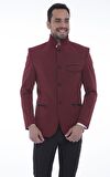 CEKMON Erkek Dik Yaka Fermuarlı Düğmeli Cepli Düz Renk Astarlı Blazer Klasik Ceket