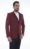 CEKMON Erkek Dik Yaka Fermuarlı Düğmeli Cepli Düz Renk Astarlı Blazer Klasik Ceket