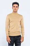 Erkek Slim Fit Düz Renk Balıkçı Yaka Boğazlı Kazak