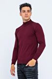 Erkek Slim Fit Düz Renk Balıkçı Yaka Boğazlı Kazak