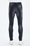 Erkek Gri Slim Fit Taş Yıkamalı Kot Pantolon