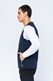 Erkek Regular Fit Bomber Yaka Fermuarlı Çok Cepli Kapitone Spor Yelek