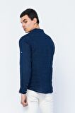 Erkek Regular Fit %100 Keten Uzun Kollu ve Katlama Kollu Gömlek 