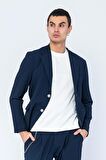 CEKMON Erkek Slim Fit Cepli Düğmeli Bürümcük Kumaş Klasik Ceket