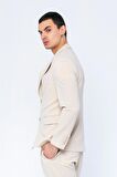 CEKMON Erkek Slim Fit Cepli Düğmeli Bürümcük Kumaş Klasik Ceket