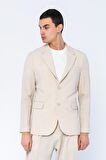 CEKMON Erkek Slim Fit Cepli Düğmeli Bürümcük Kumaş Klasik Ceket