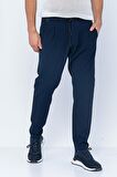 Erkek Regular Fit Fermuarlı ve Bağcıklı Bürümcük Kumaş Rahat Jogger Pantolon