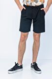 Erkek Relaxed Fit Pileli Bağcıklı Fermuarlı Bürümcük Kumaş Rahat Şort