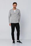 Erkek Regular Fit Rahat Sade Önü Fermuarlı Hırka