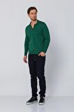 Erkek Regular Fit Düz Renk Polo Kaleci Yaka Uzun Kollu Triko Kazak