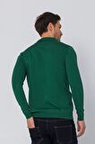 Erkek Regular Fit Düz Renk Polo Kaleci Yaka Uzun Kollu Triko Kazak