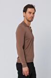 Erkek Regular Fit Düz Renk Polo Kaleci Yaka Uzun Kollu Triko Kazak