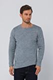 Erkek Bisiklet Yaka Yırtık Detaylı Kalın Triko Kazak