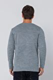 Erkek Bisiklet Yaka Yırtık Detaylı Kalın Triko Kazak