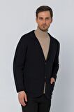 CEKMON Erkek Regular Fit Çok Cepli Düğmeli Astarsız Örme Blazer Rahat Ceket