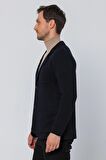 CEKMON Erkek Regular Fit Çok Cepli Düğmeli Astarsız Örme Blazer Rahat Ceket