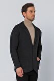 CEKMON Erkek Regular Fit Çok Cepli Düğmeli Astarsız Örme Blazer Rahat Ceket