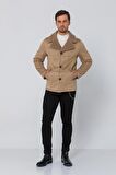 Erkek Regular Fit İçi Kürklü Düğmeli Katlı Yaka Yandan Cepli Klasik Süet Mont