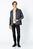 CEKMON Erkek Regular Fit Denim Dokuma Sade Rahat Ceket
